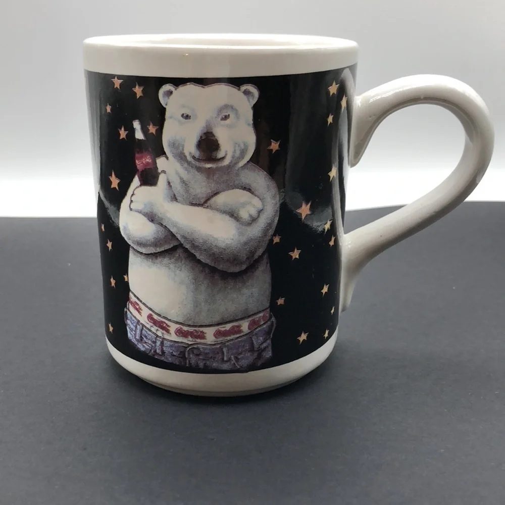 Vintage 1996 Coca-Cola white Polar Bear in Calvin Klein Jeans Coffee Mug